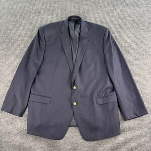 Ralph Lauren Blazer 50 L Navy Wool Gold Button Logo Crest Premium Sport LRL *